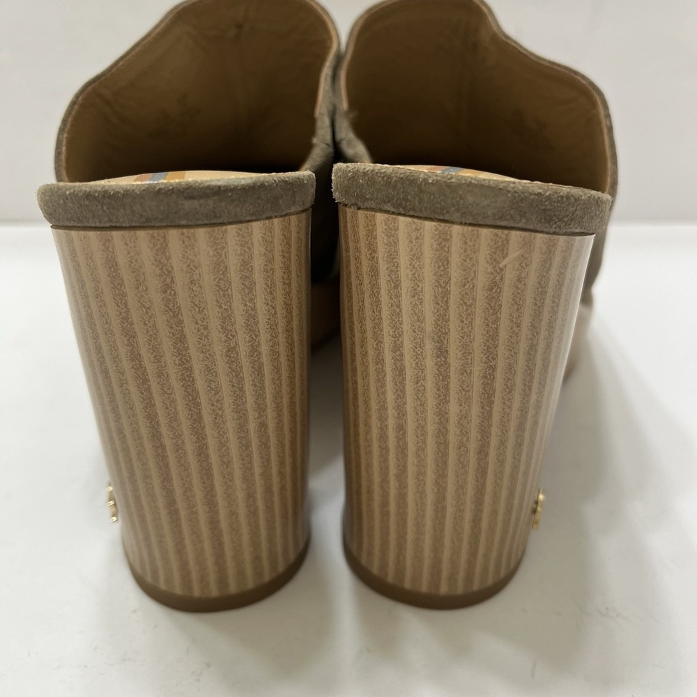 Sam Edelman Shiloh Chunky Platform Heeled Mules Dark Tan Suede Women's 8.5 - Picture 7 of 11